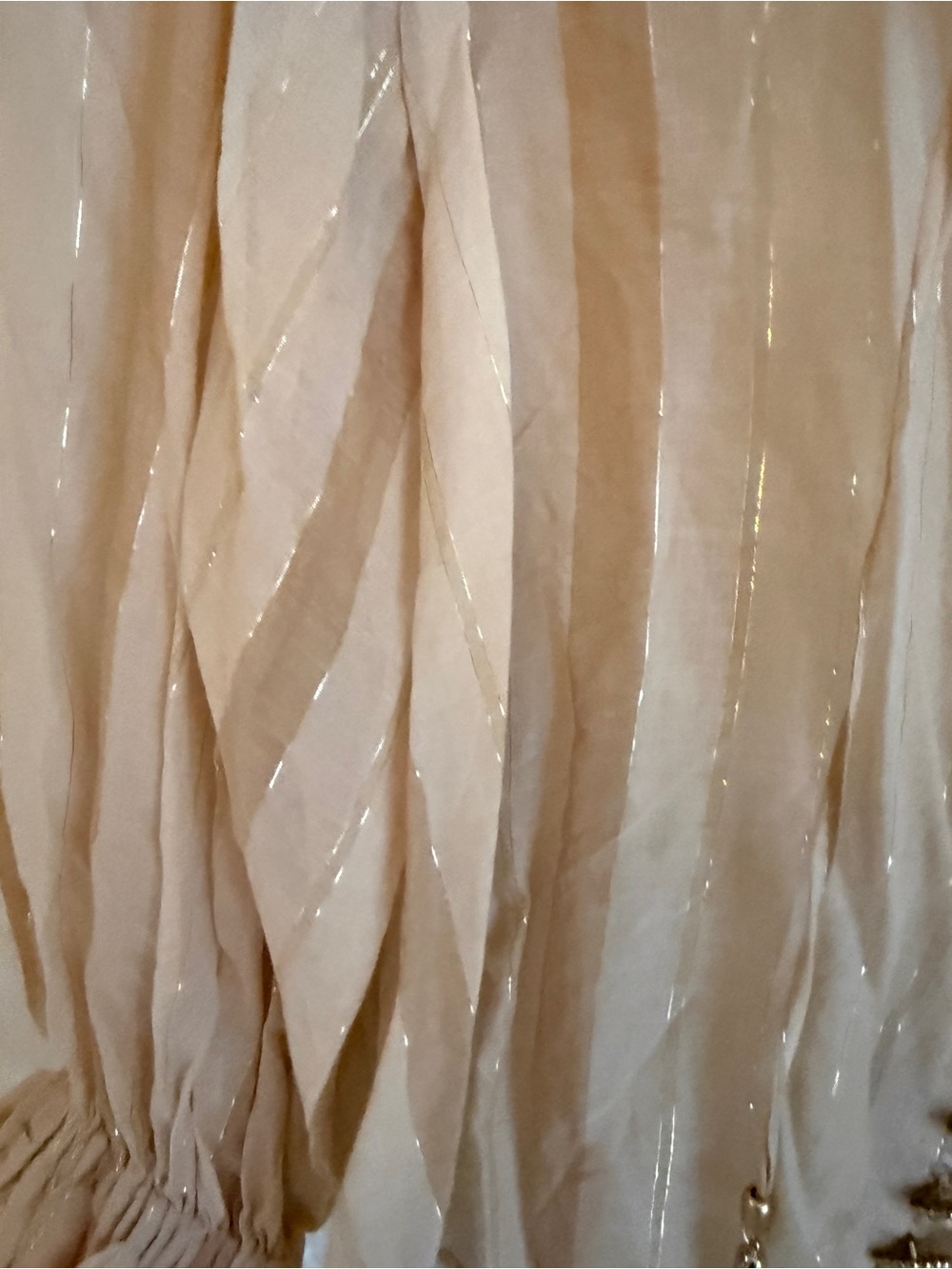 Zimmermann Sheer Striped Ruffle-Neck Blouse in Beige and Cream - Picture 4 of 6